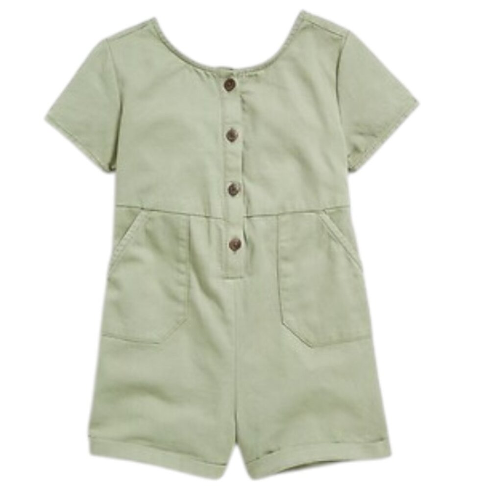 Old Navy Tie-Back Short-Sleeve Twill Utility Romper for Toddler Girls Size 5T